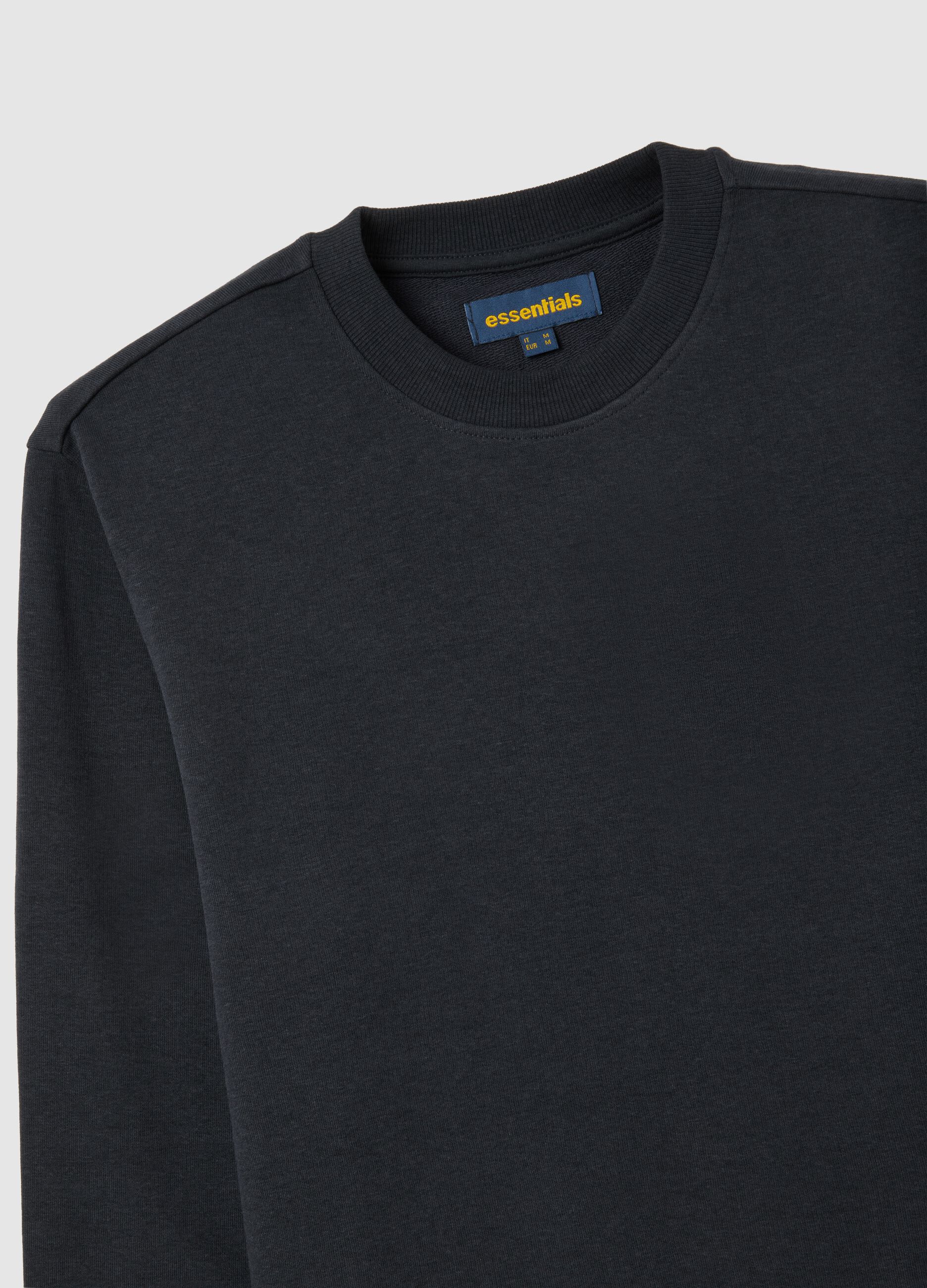 Black cotton blend sweatshirt regular fit