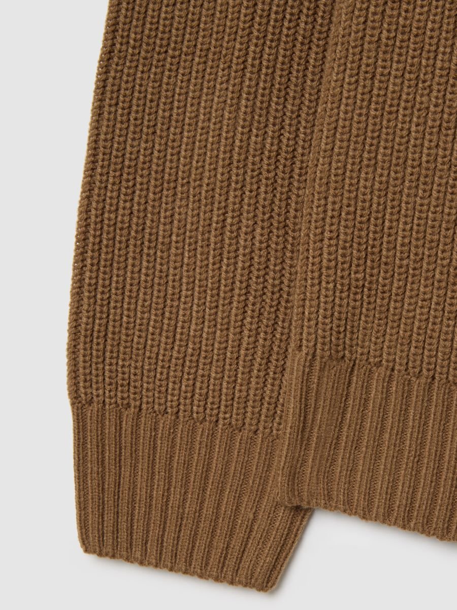 Brown shawl collar sweater regular fit_5