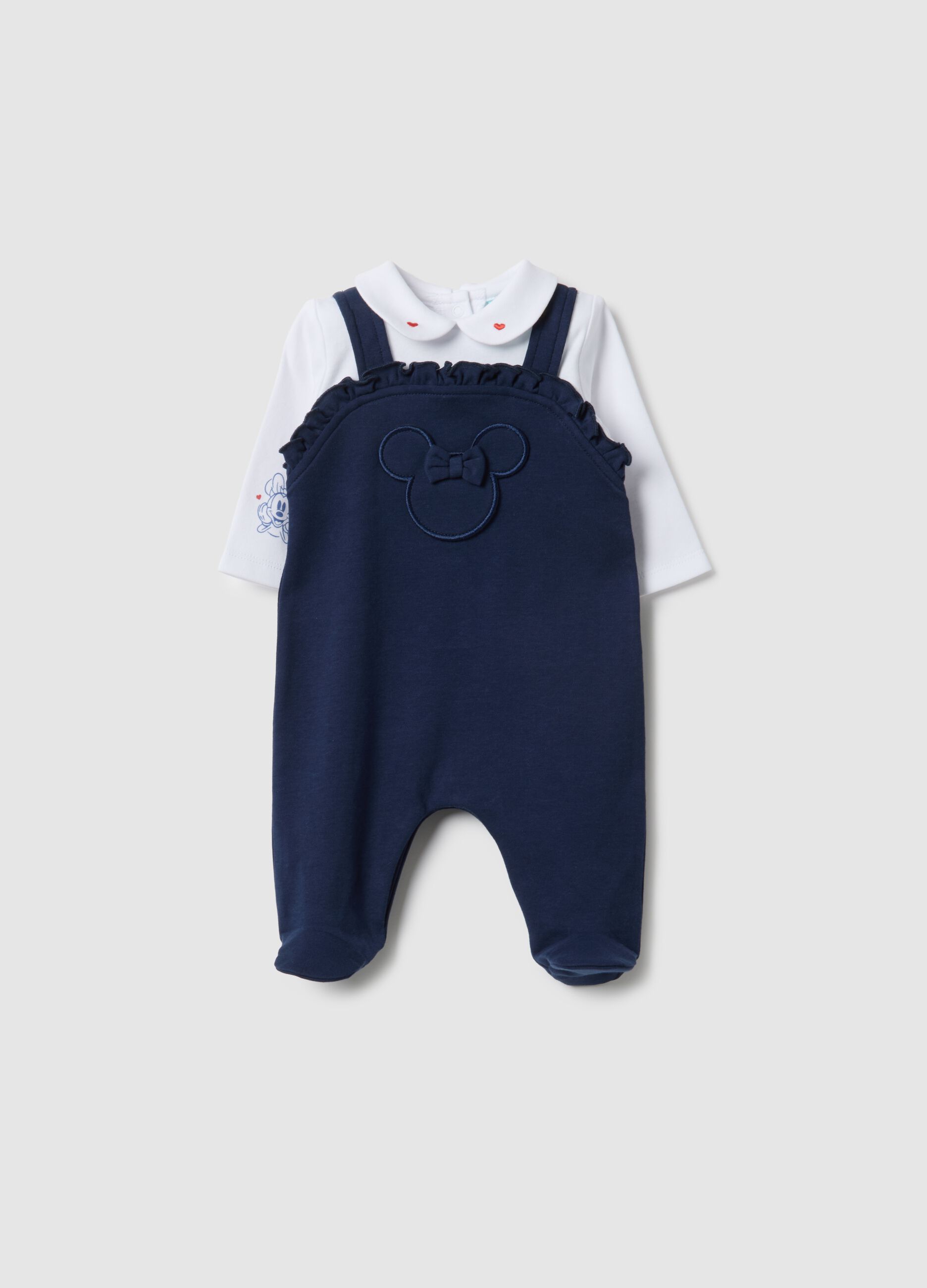 Baby girl regular fit multicolour pure cotton playsuit with Disney embroidery