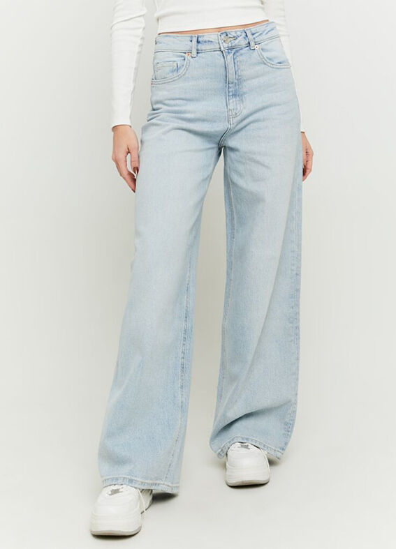 Jeans da donna in denim azzurro regular fit