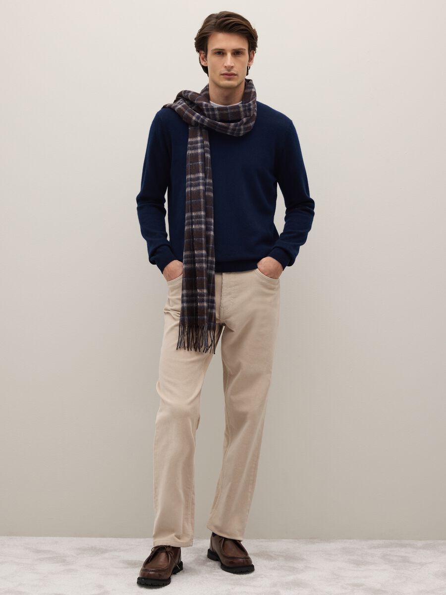 Regular fit blue crewneck pullover in pure cashmere_2