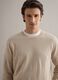 Pullover girocollo in cotone e lino beige regular fit_3