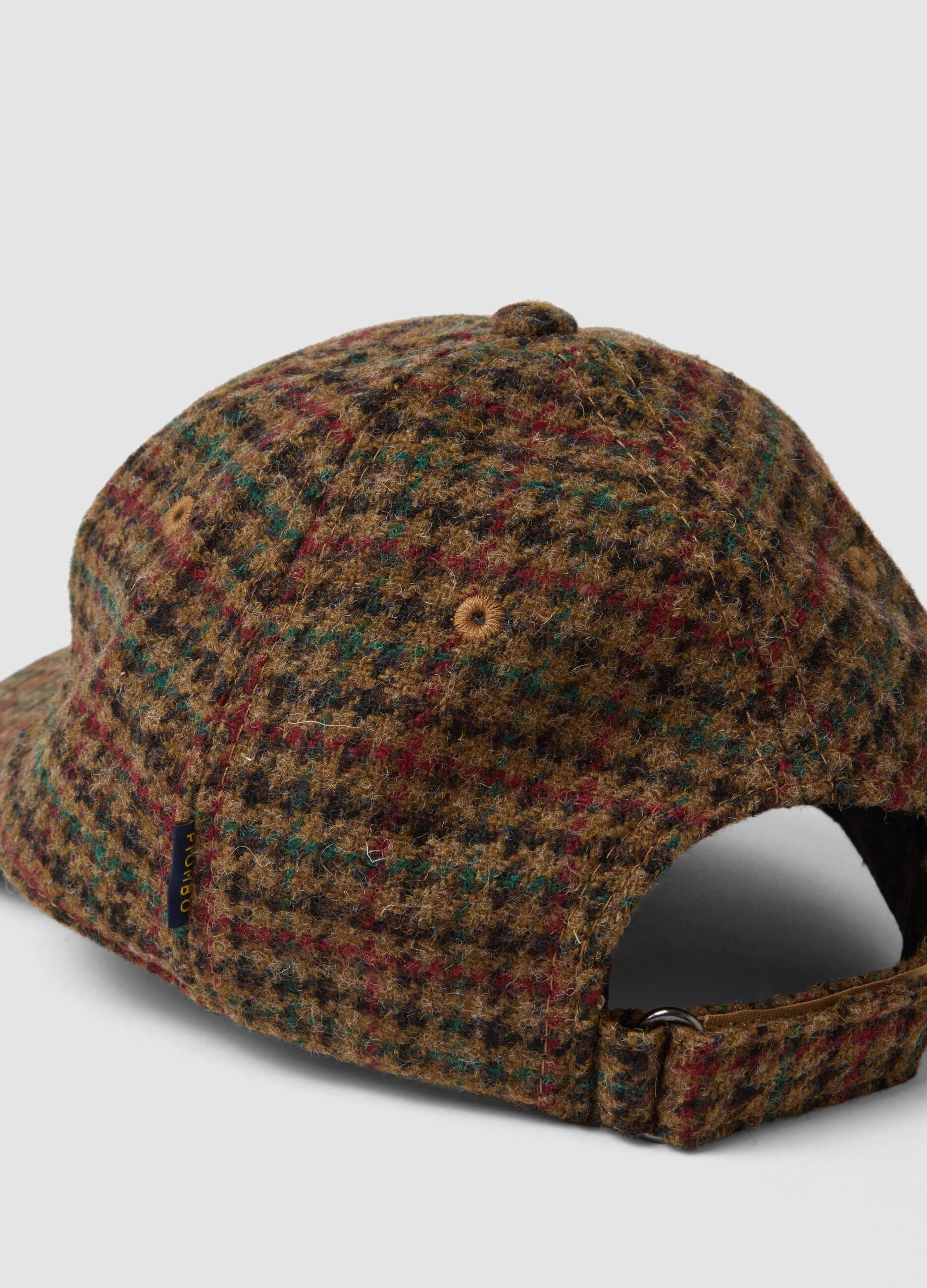 Brown wool-blend checked cap