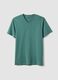 Green pure cotton V-neck regular fit T-shirt_4