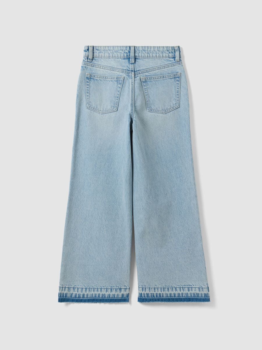 Jeans azzurri culotte in puro cotone per ragazza_0