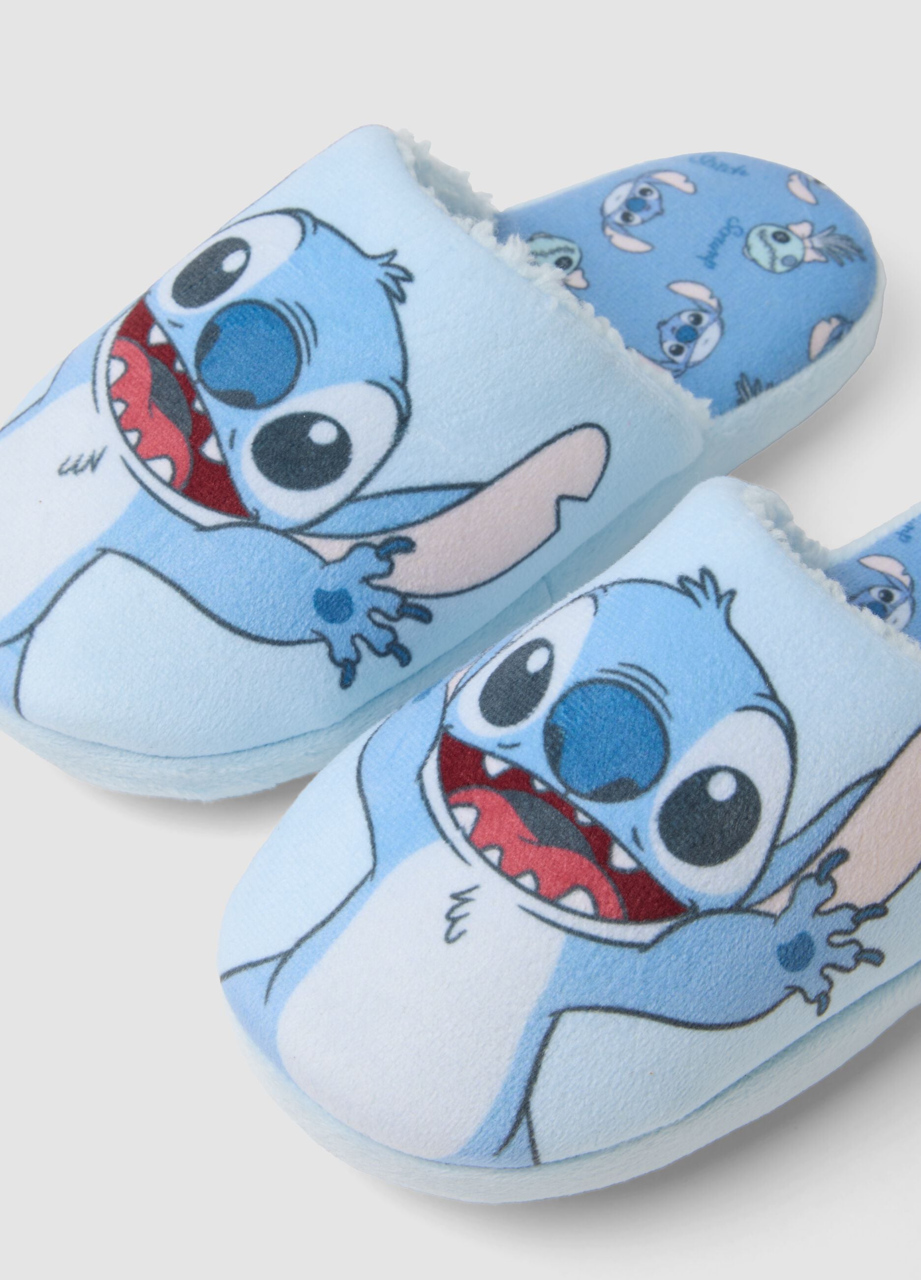 Blue Stitch print slippers for girls