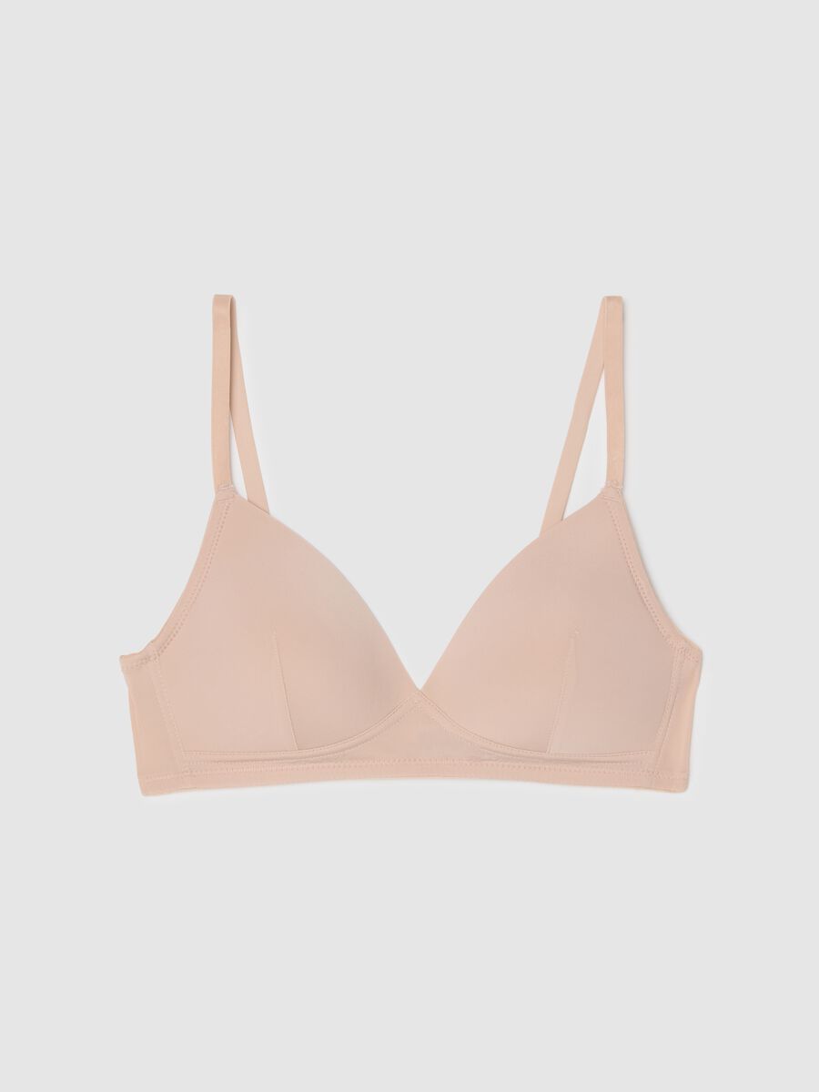 Beige padded balconette bra_4