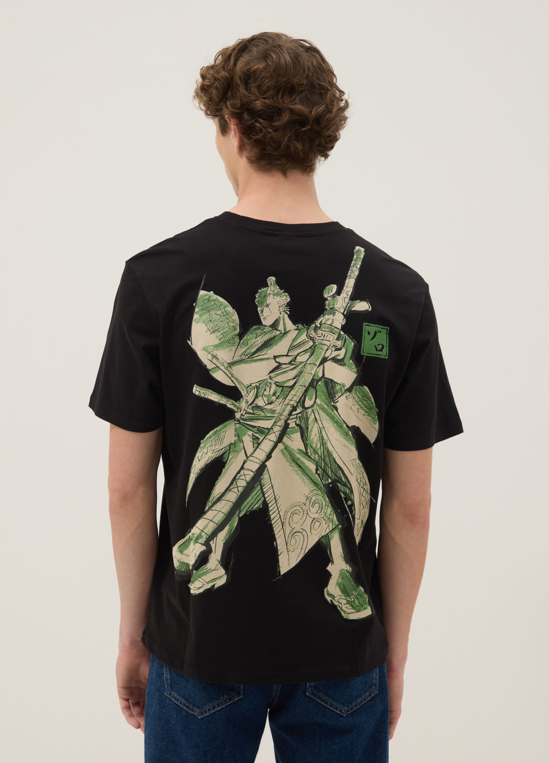 Black One Piece print T-shirt in pure cotton, relaxed fit