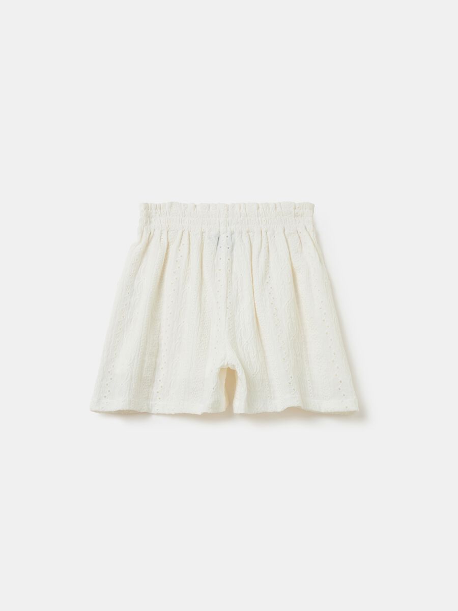 Broderie anglaise paper bag shorts with drawstring_1