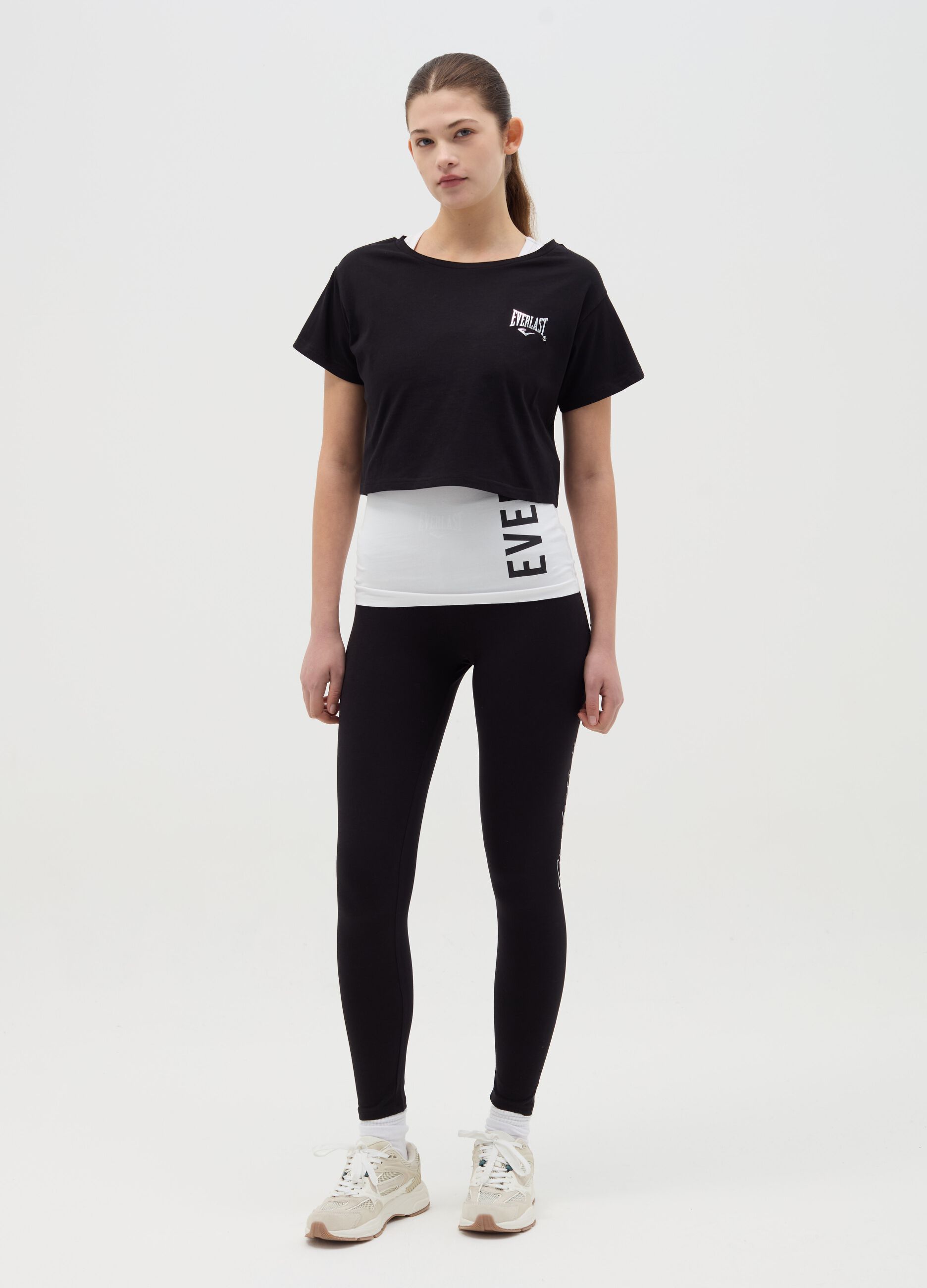 Leggings in cotone stretch con stampa