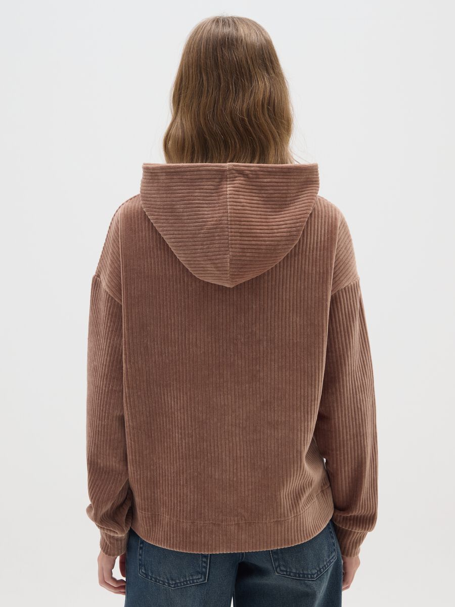Brown cotton blend hoodie with regular fit_2