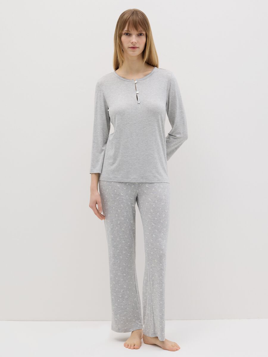 Mélange pyjamas with small leaves print_0