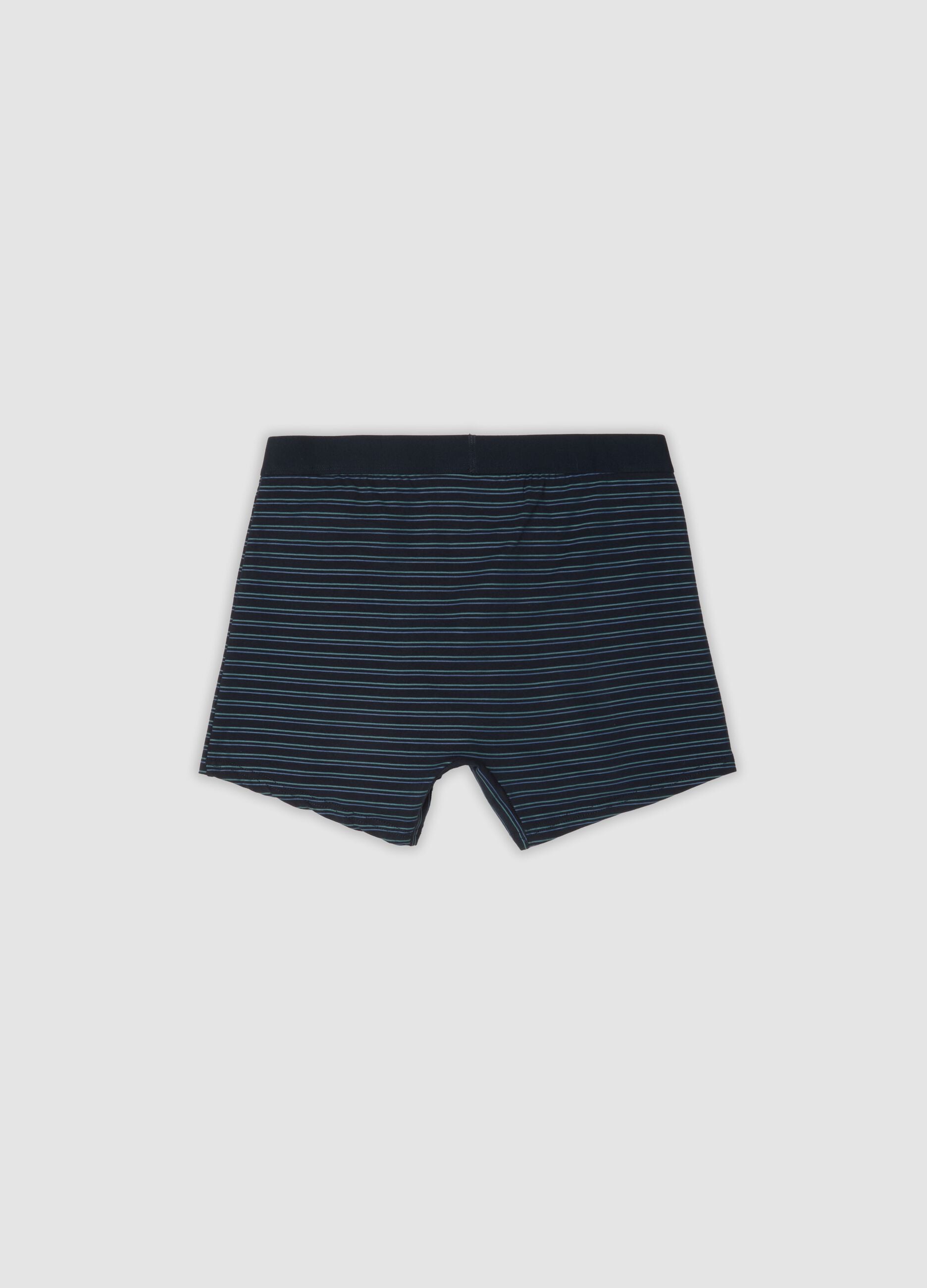 Pack of 3 blue mid-length boxer briefs in stretch organic cotton
