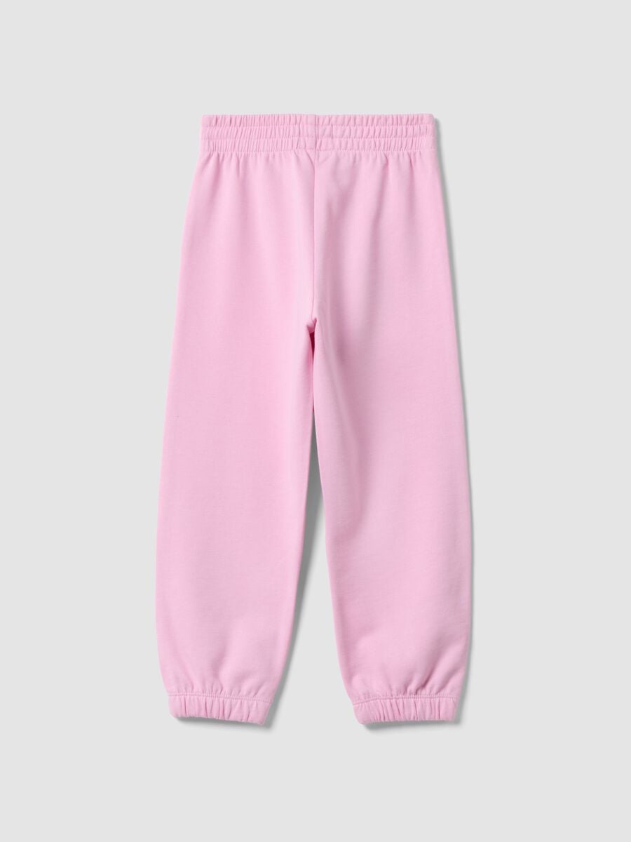 Pantaloni jogger rosa in puro cotone regular fit per bambina_1