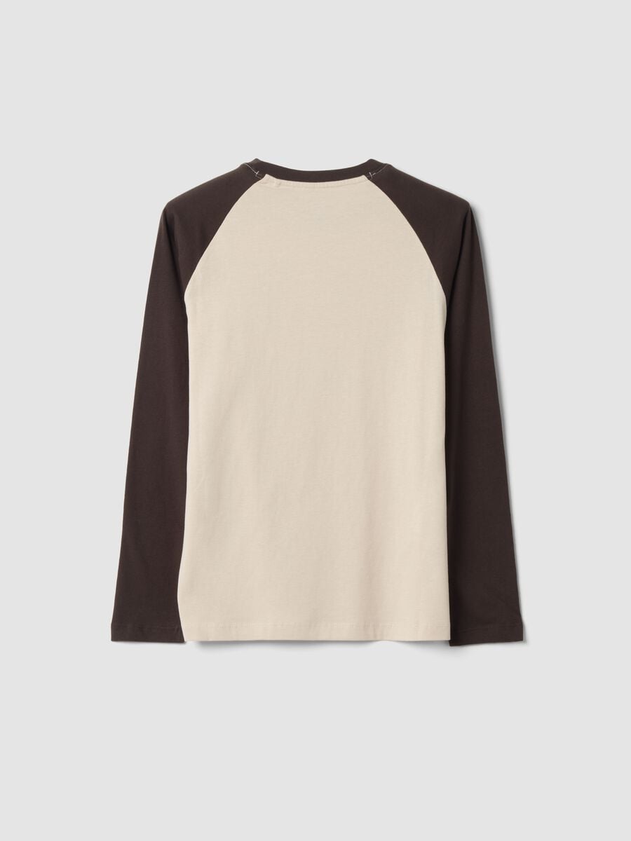 Beige long-sleeve crew-neck T-shirt in pure cotton_1
