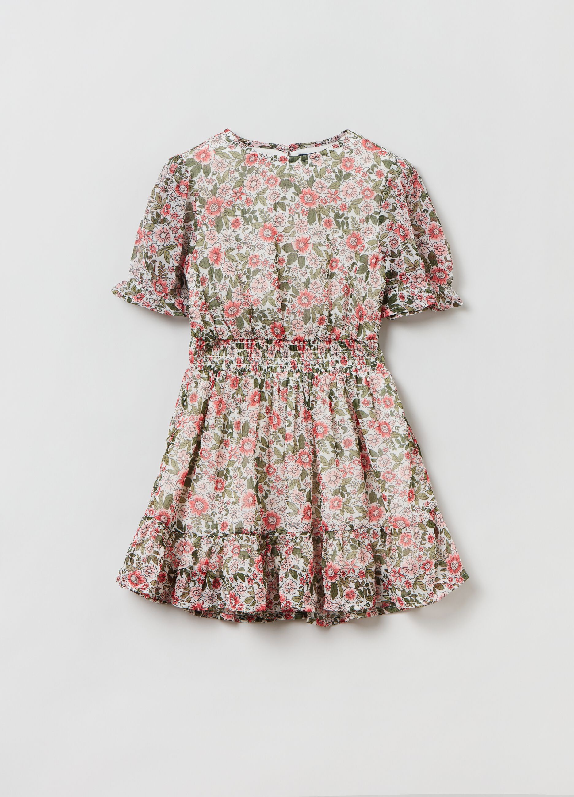 Vestito floreale con balza _0