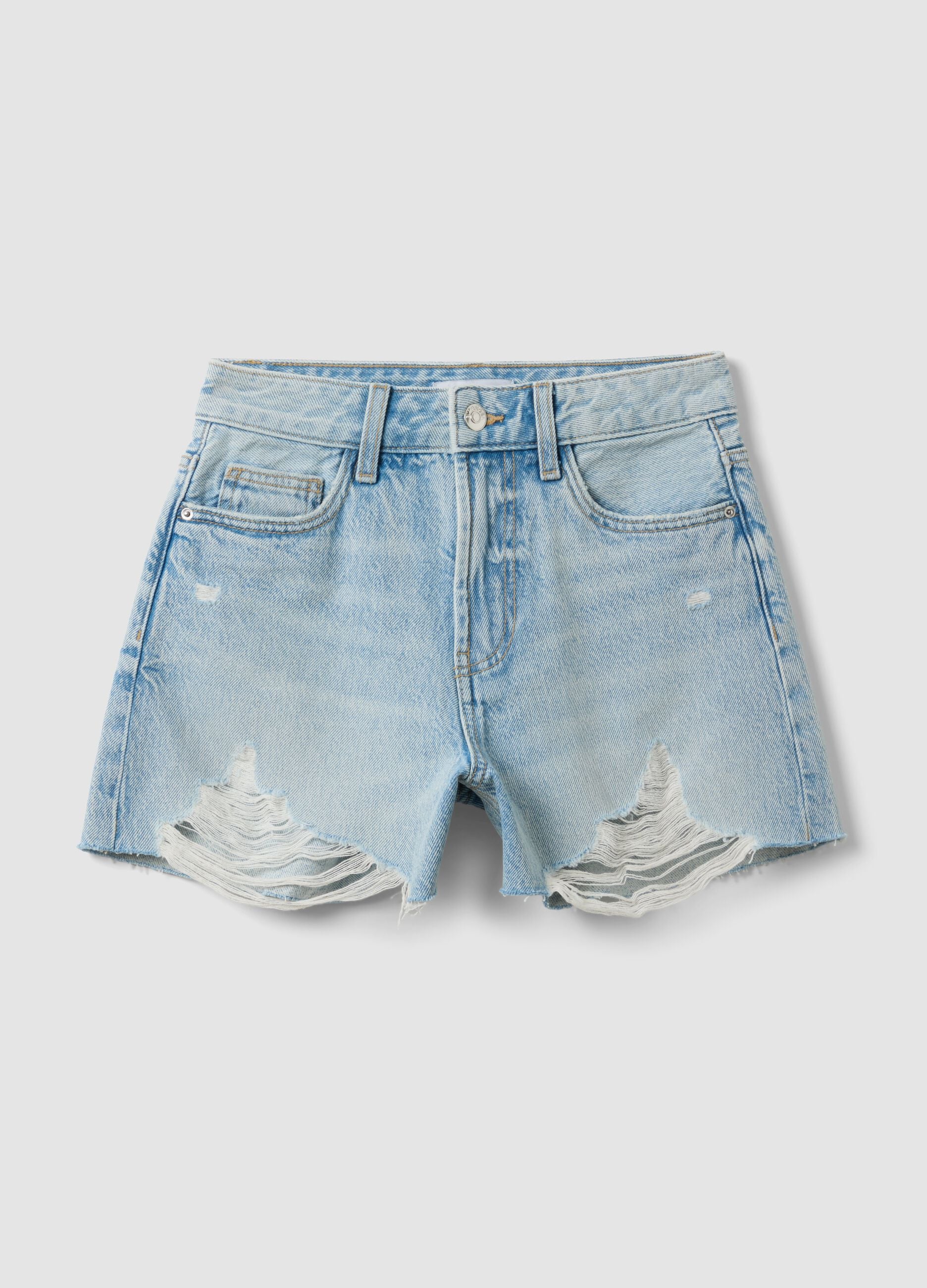 Light blue pure cotton denim shorts