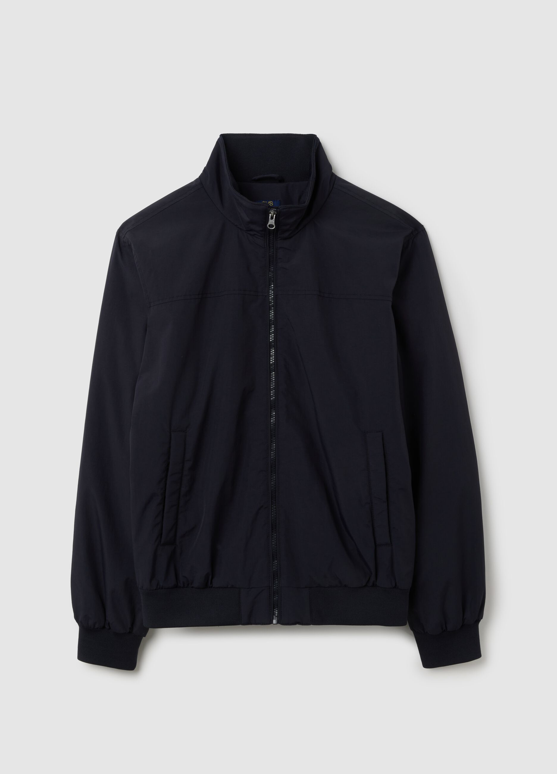 Padded Blue Jacket with Zip Closure