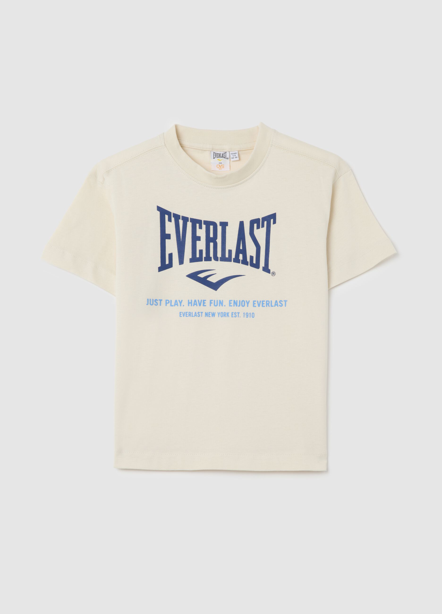 White short sleeve T-shirt with Everlast logo