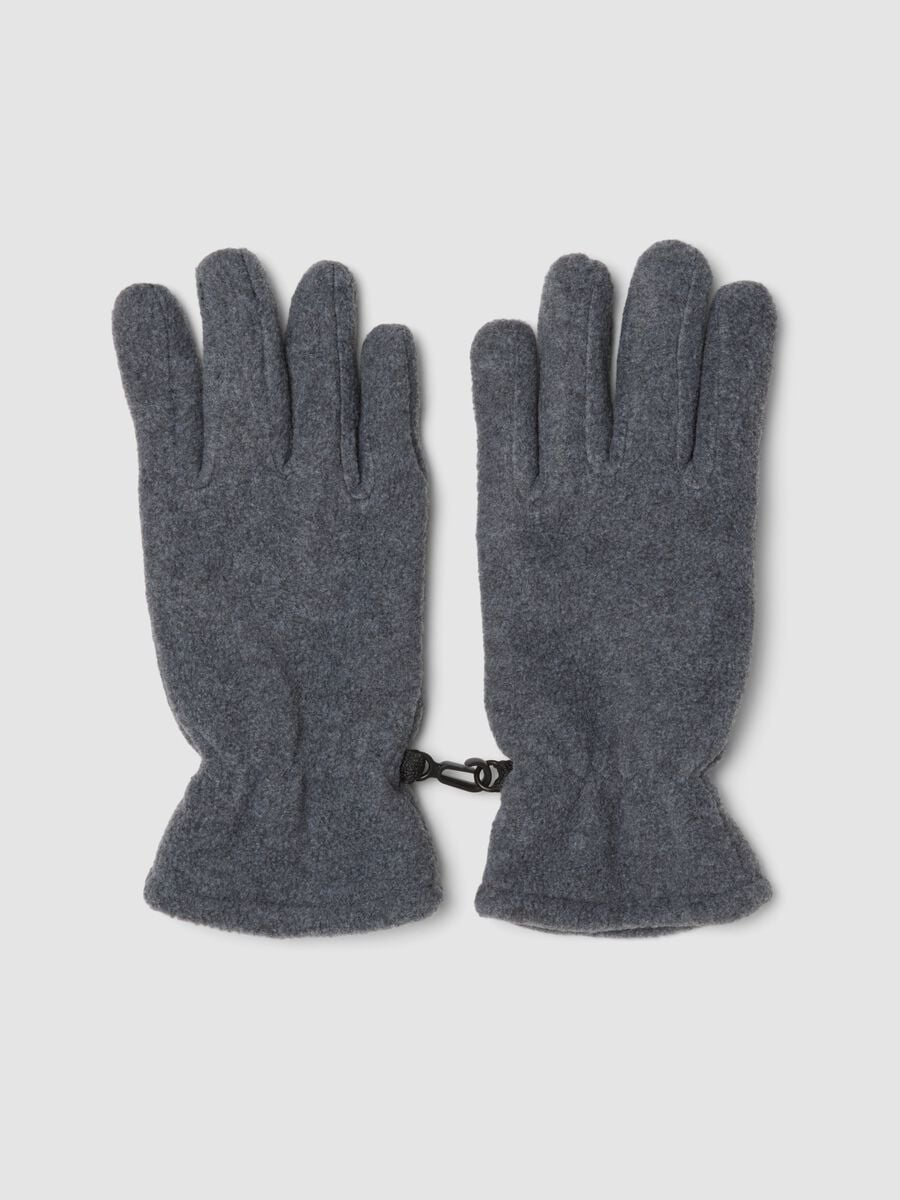 Grey fleece gloves with elasticated cuffs_0