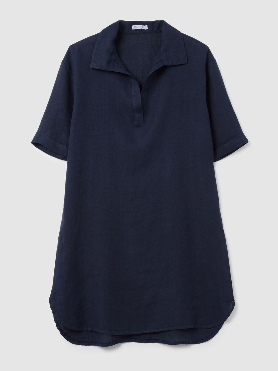 Women's Blue Linen Dress Regular Fit_4