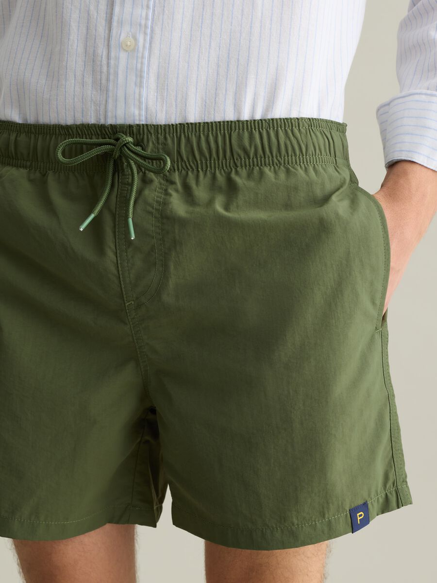 Boxer mare da uomo in misto verde regular fit con vita elastica_3