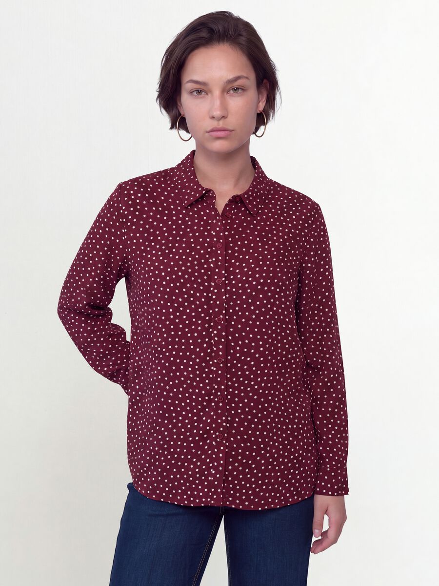 Camicia rossa a pois con colletto classico regular fit_1