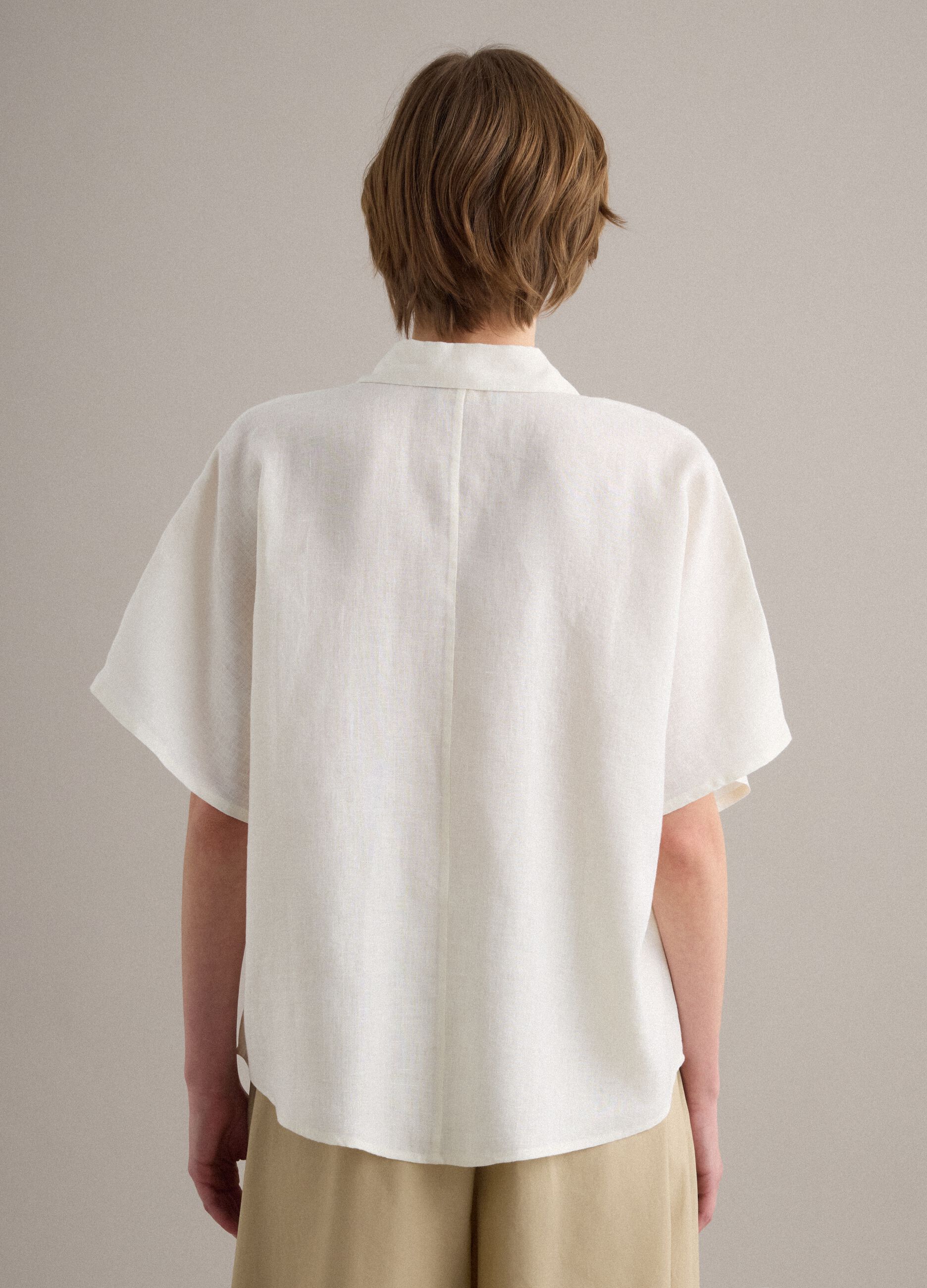 White pure linen regular-fit shirt
