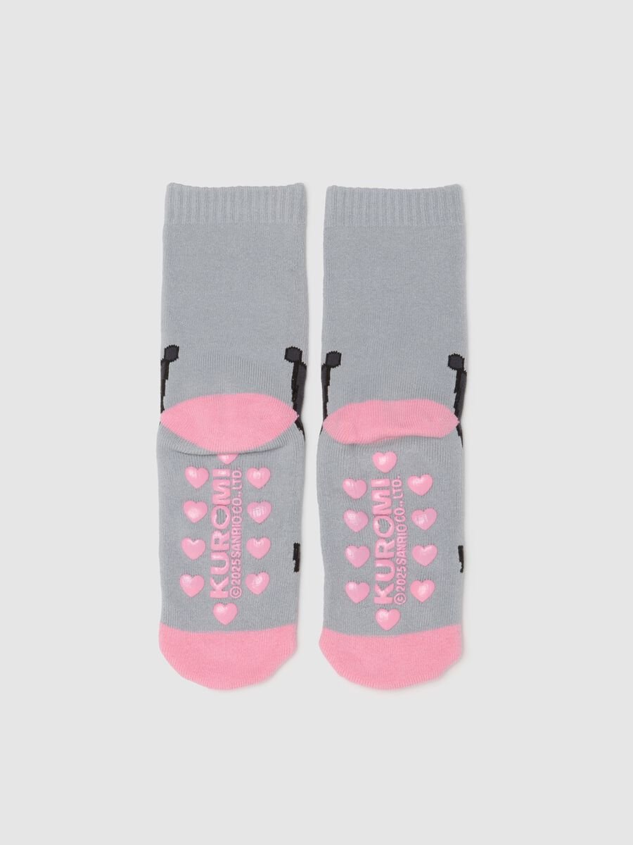 Grey Non-slip Socks with Kuromi_2