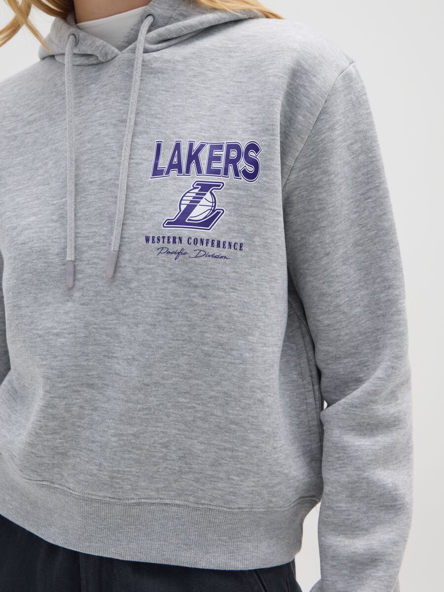 Grey cotton blend hoodie regular fit with Lakers logo_3