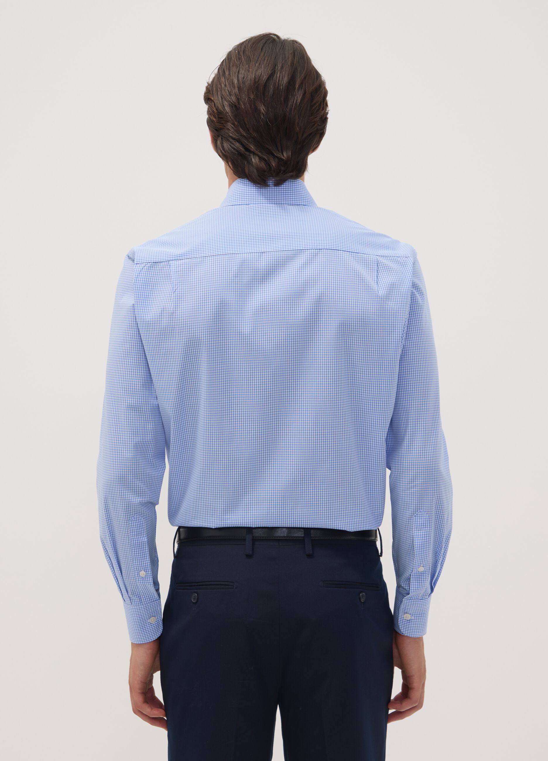 Light blue cotton-blend shirt with button-down collar, easy-iron, regular fit