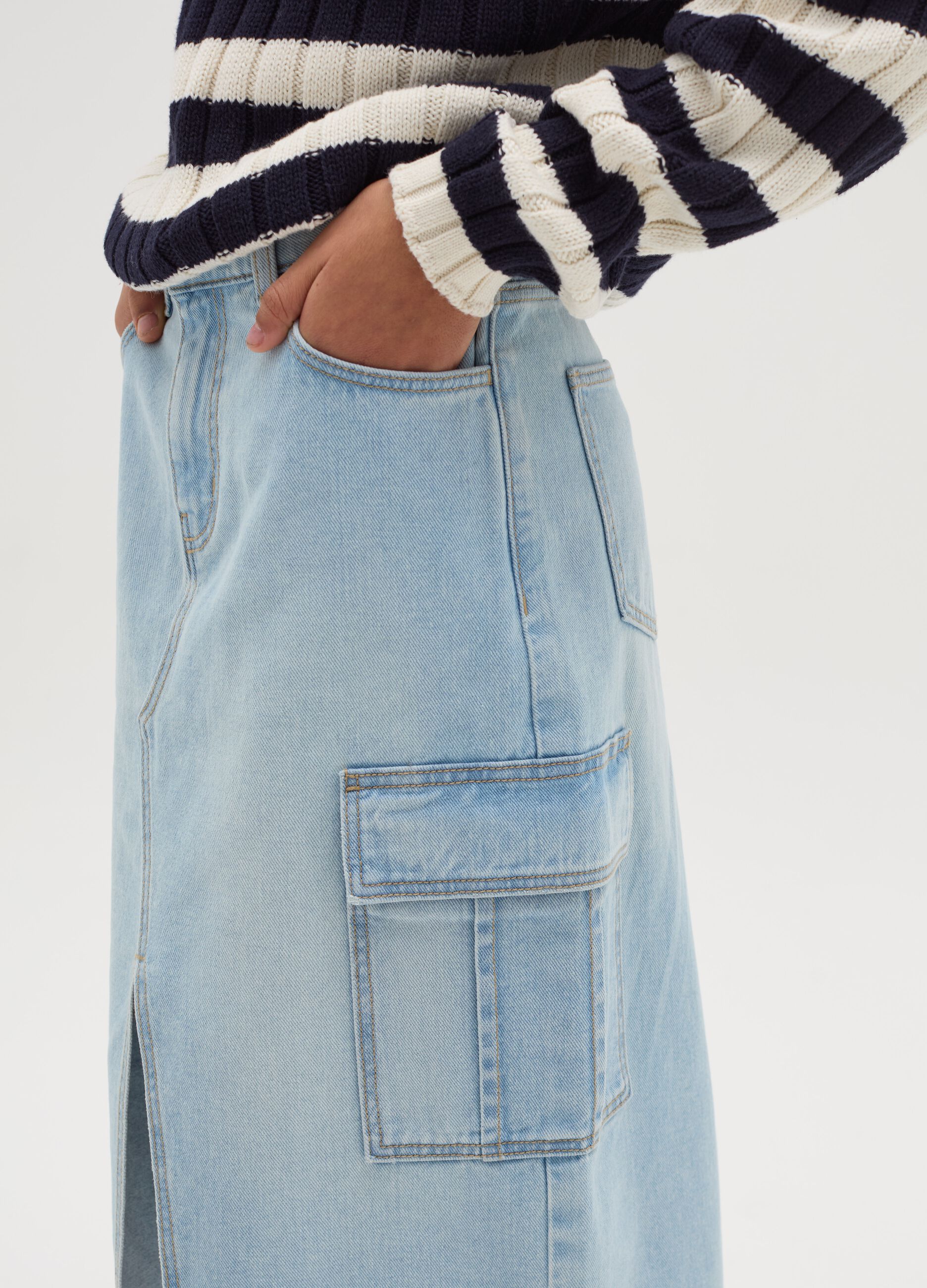 Cargo longuette skirt in denim