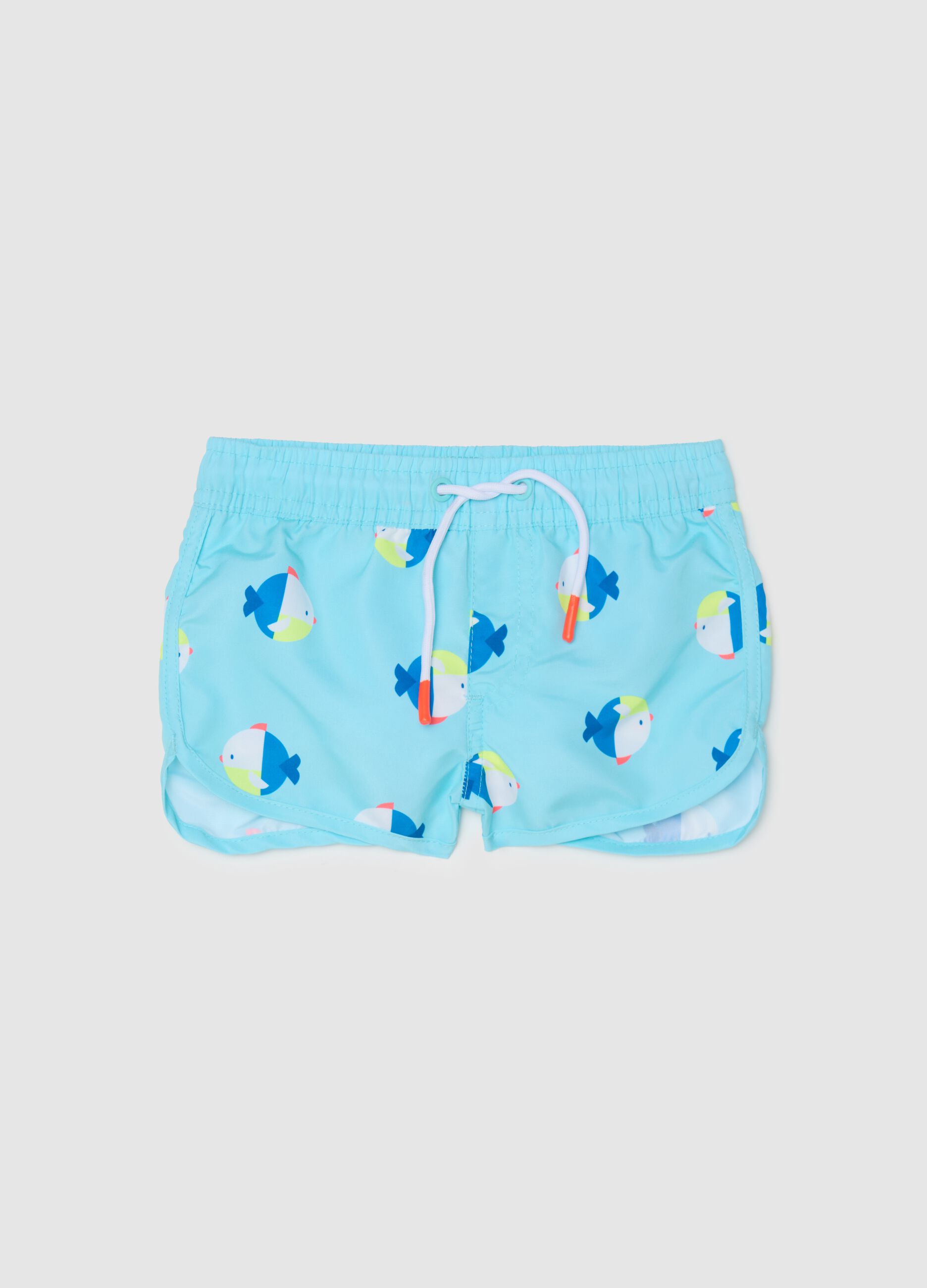 Costume da bagno da bambino in tessuto multicolor con stampa regular fit