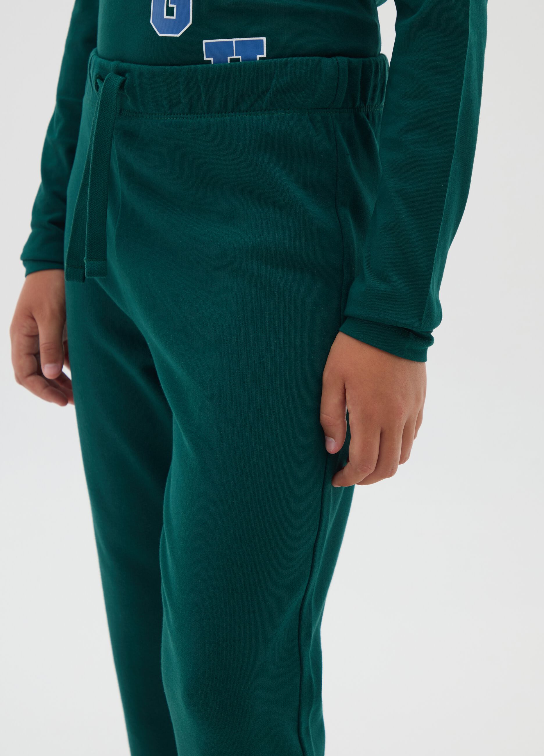 Boy's green cotton jogger pants