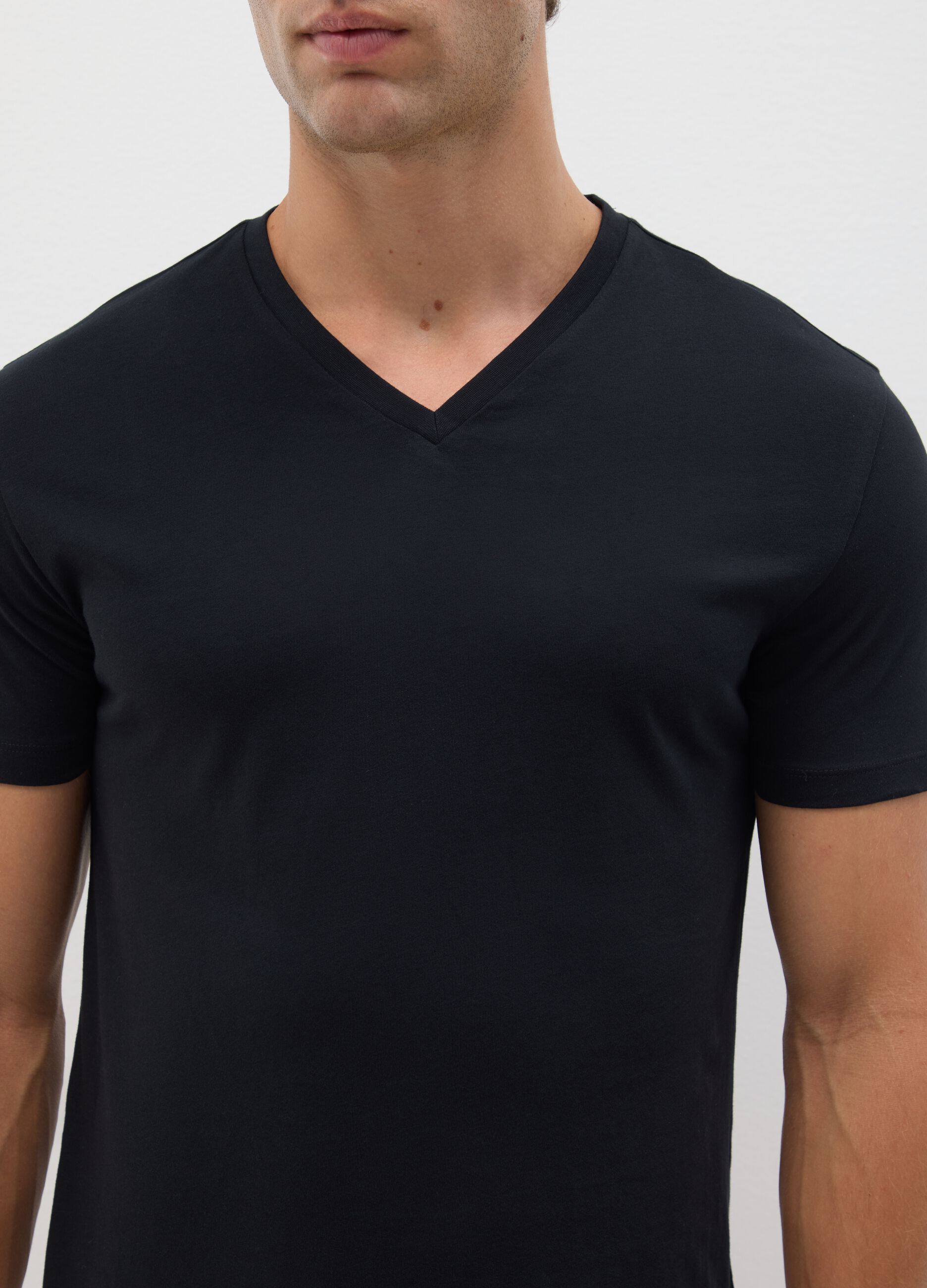 Set of 3 men's black pure cotton regular fit t-shirts