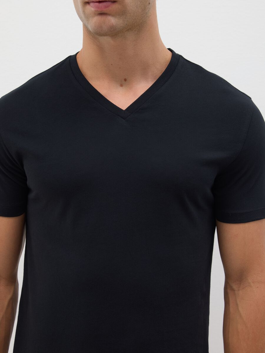 Tripack di t-shirt da uomo in puro cotone nere regular fit_1
