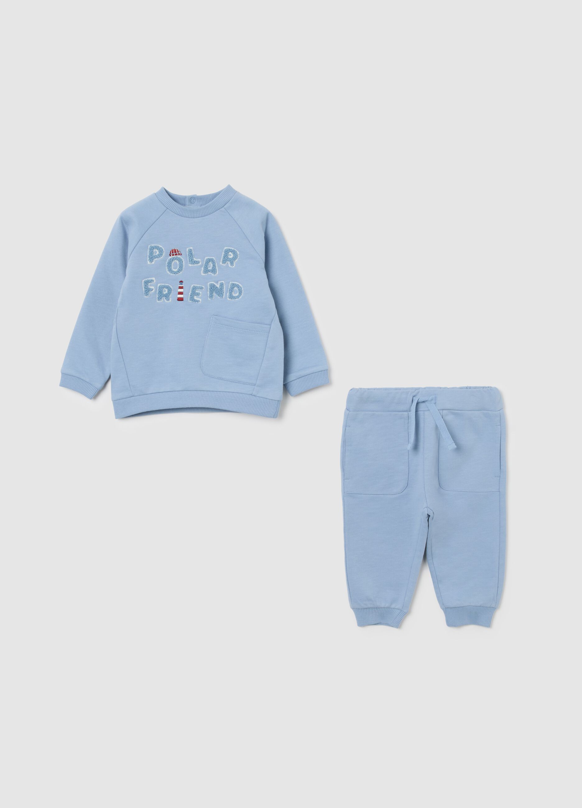 Newborn blue cotton outfit with inscription
