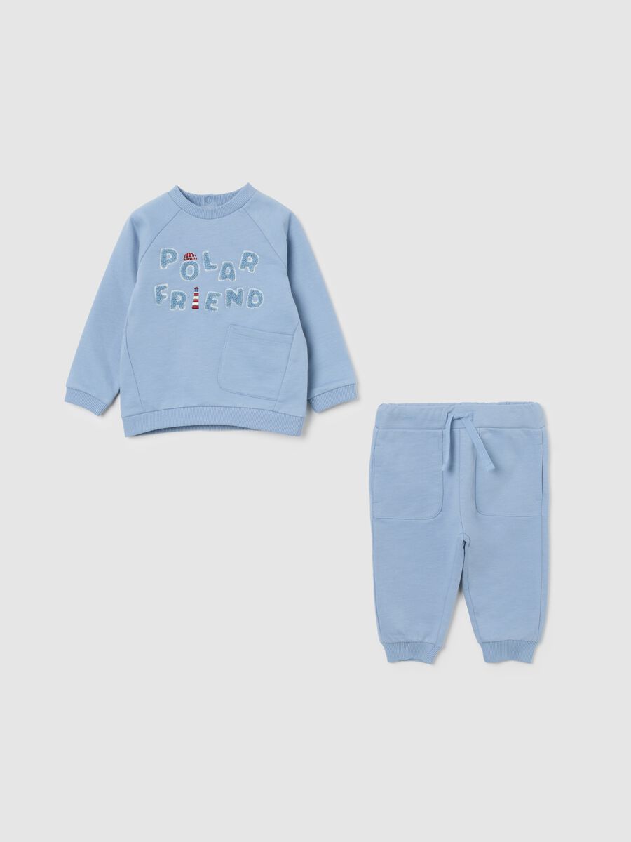 Newborn blue cotton outfit with inscription_0