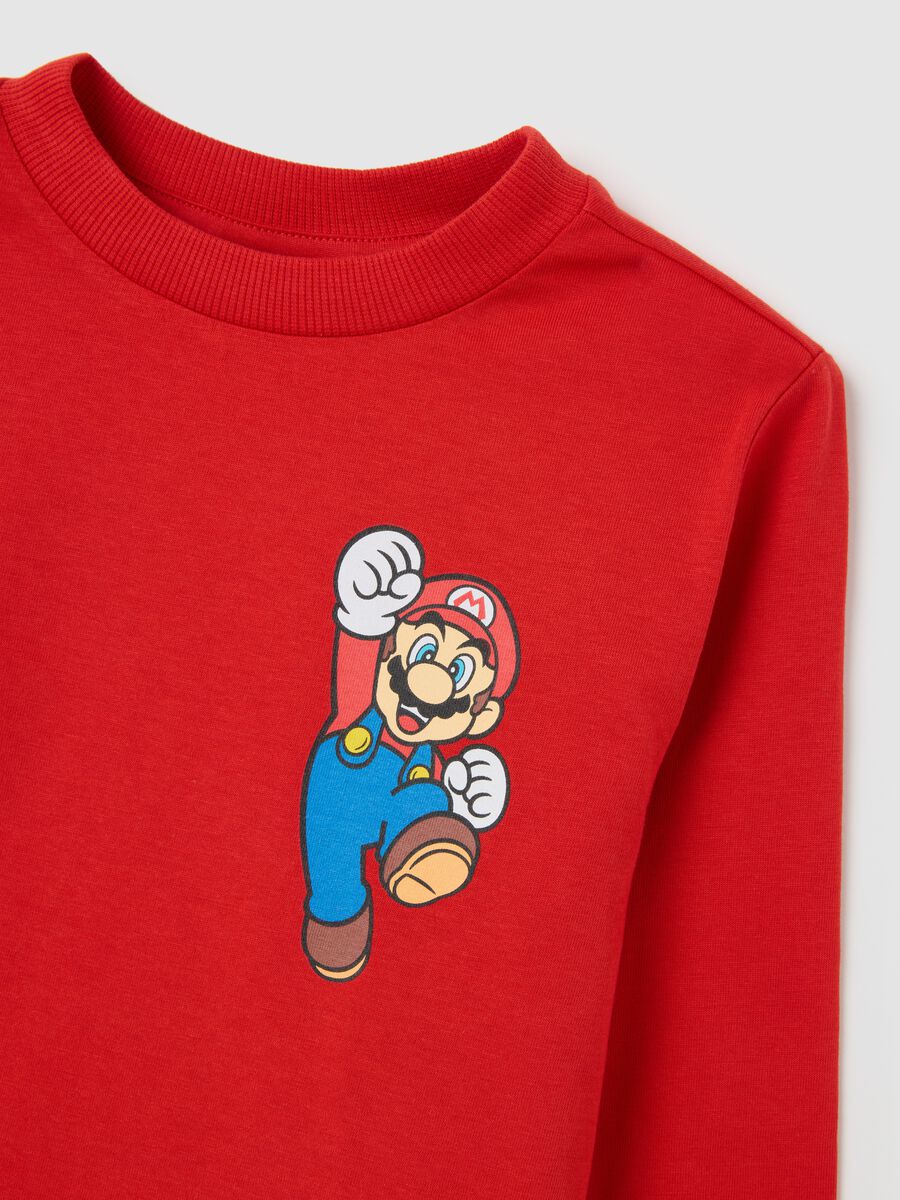 Red pure cotton children's sweater with Super Mario print_2