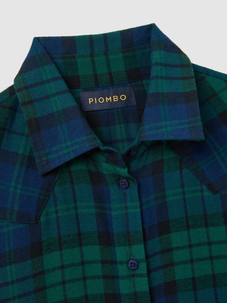 Abito lungo in puro cotone a quadri multicolor regular fit_4