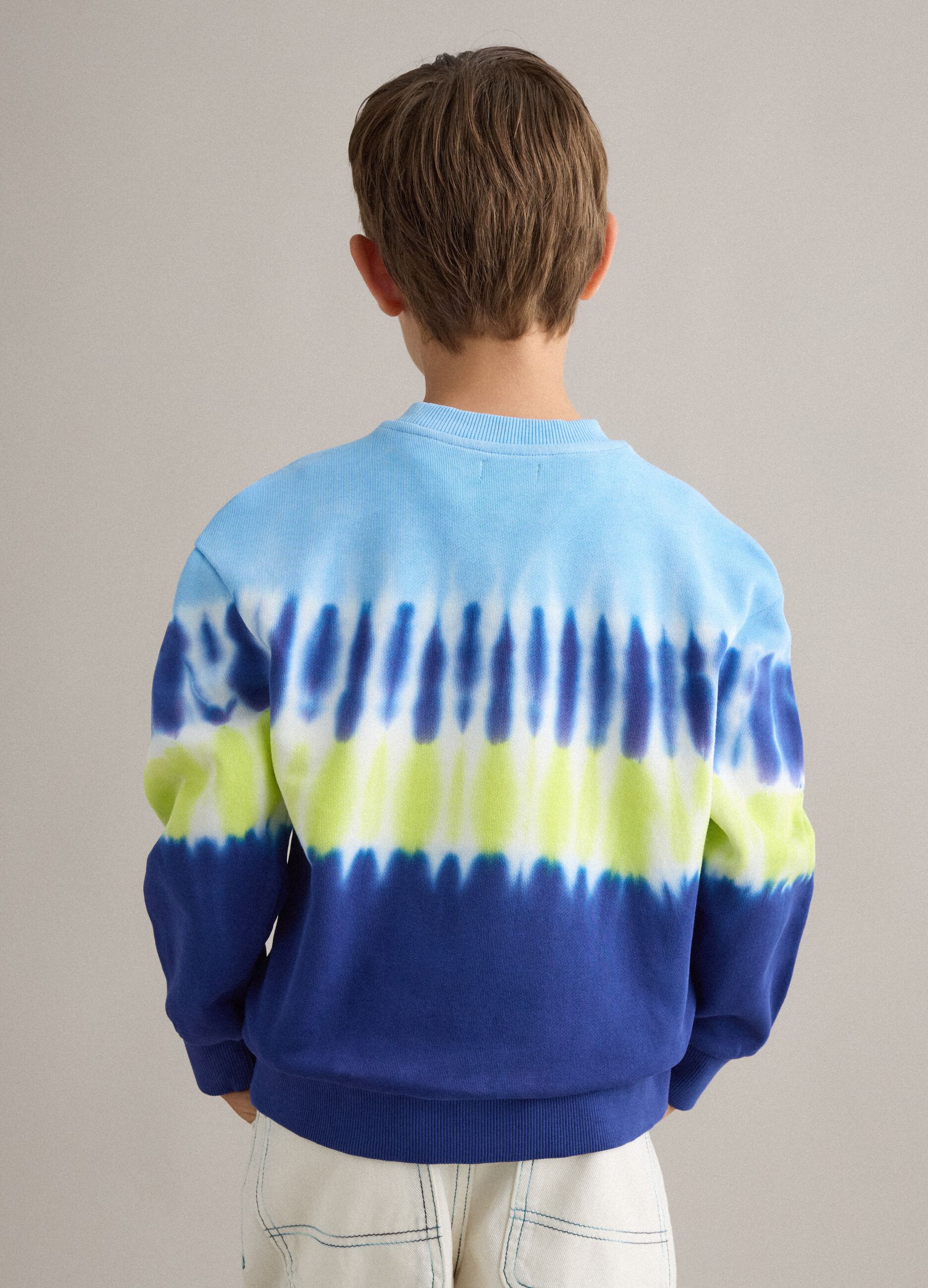 Kids' Regular Fit Multicolour Tie-Dye Pure Cotton Sweatshirt
