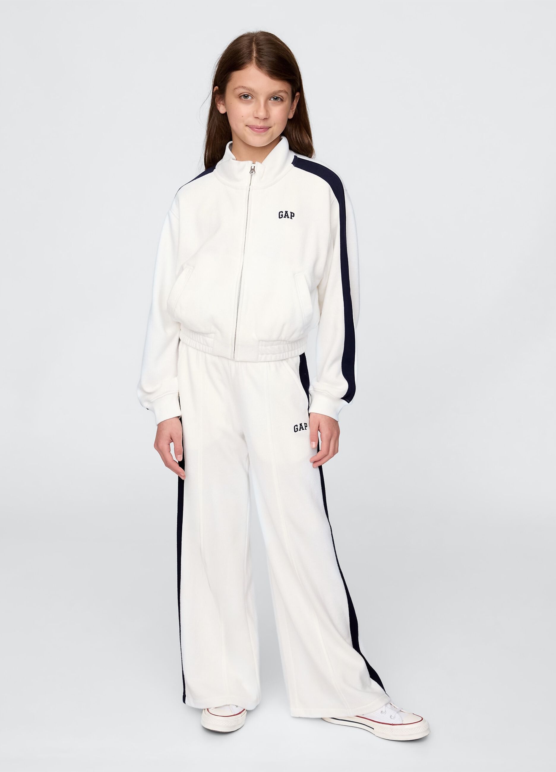 White sweatshirt with zip and blue details GAP Kids