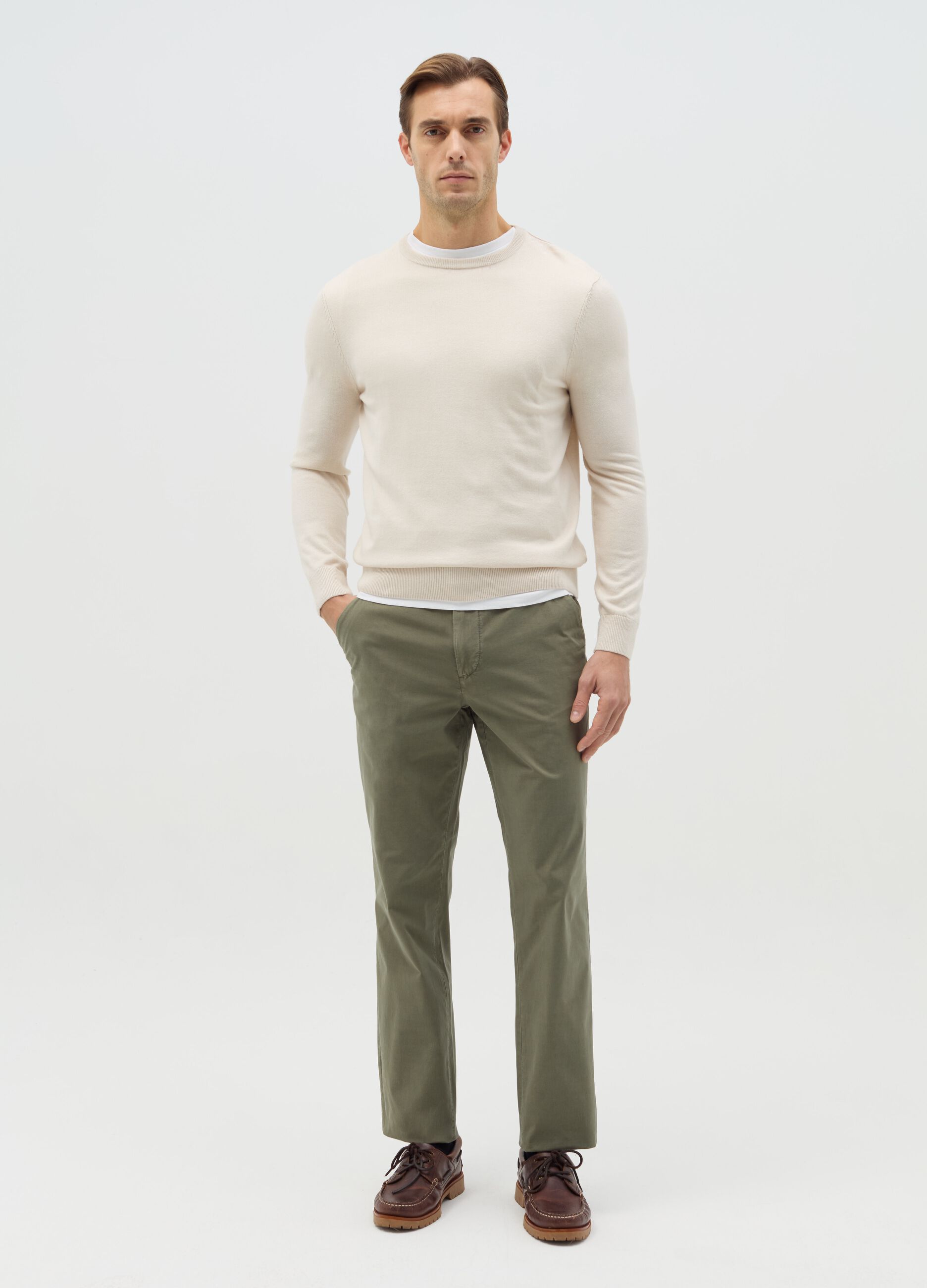 Stretch cotton chino trousers