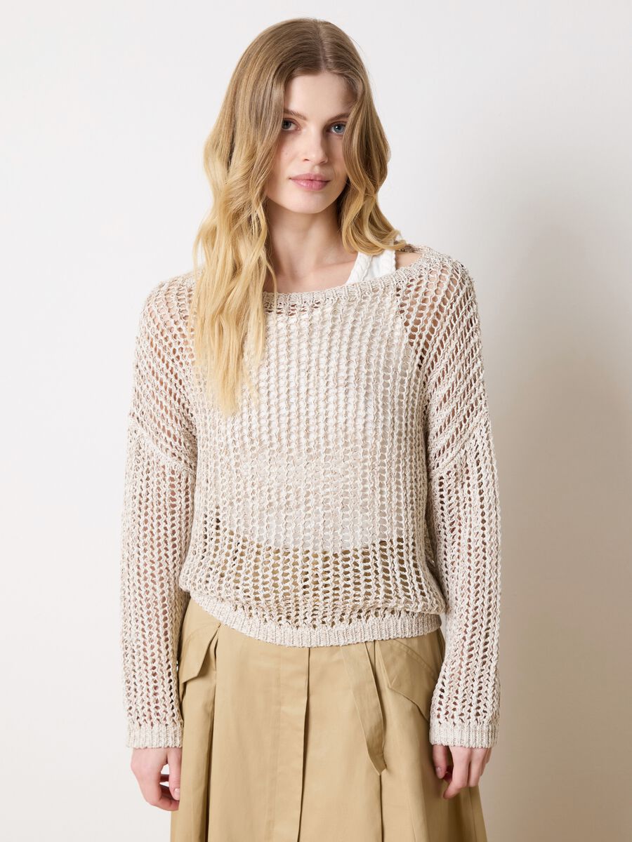 Openwork top with boat neck_0