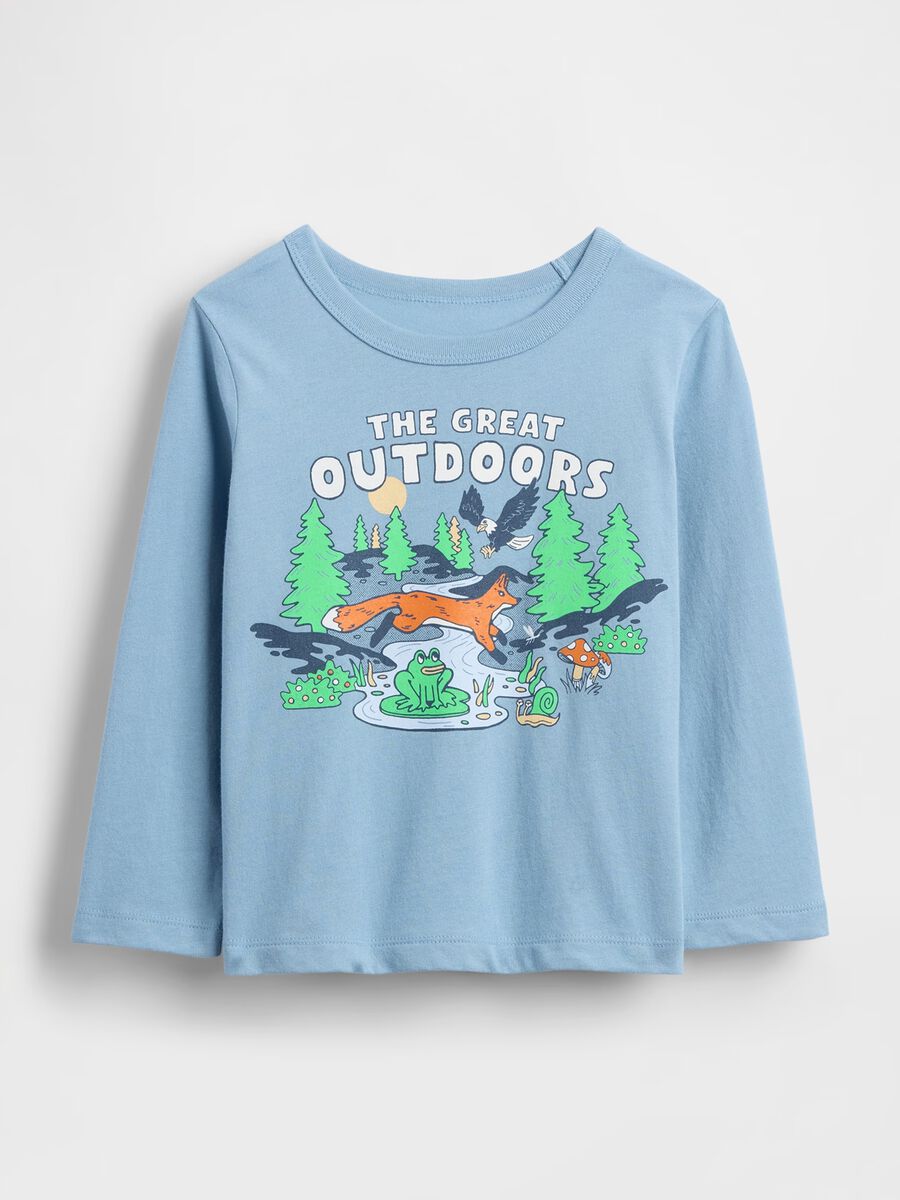 Long-sleeve blue cotton T-shirt_0