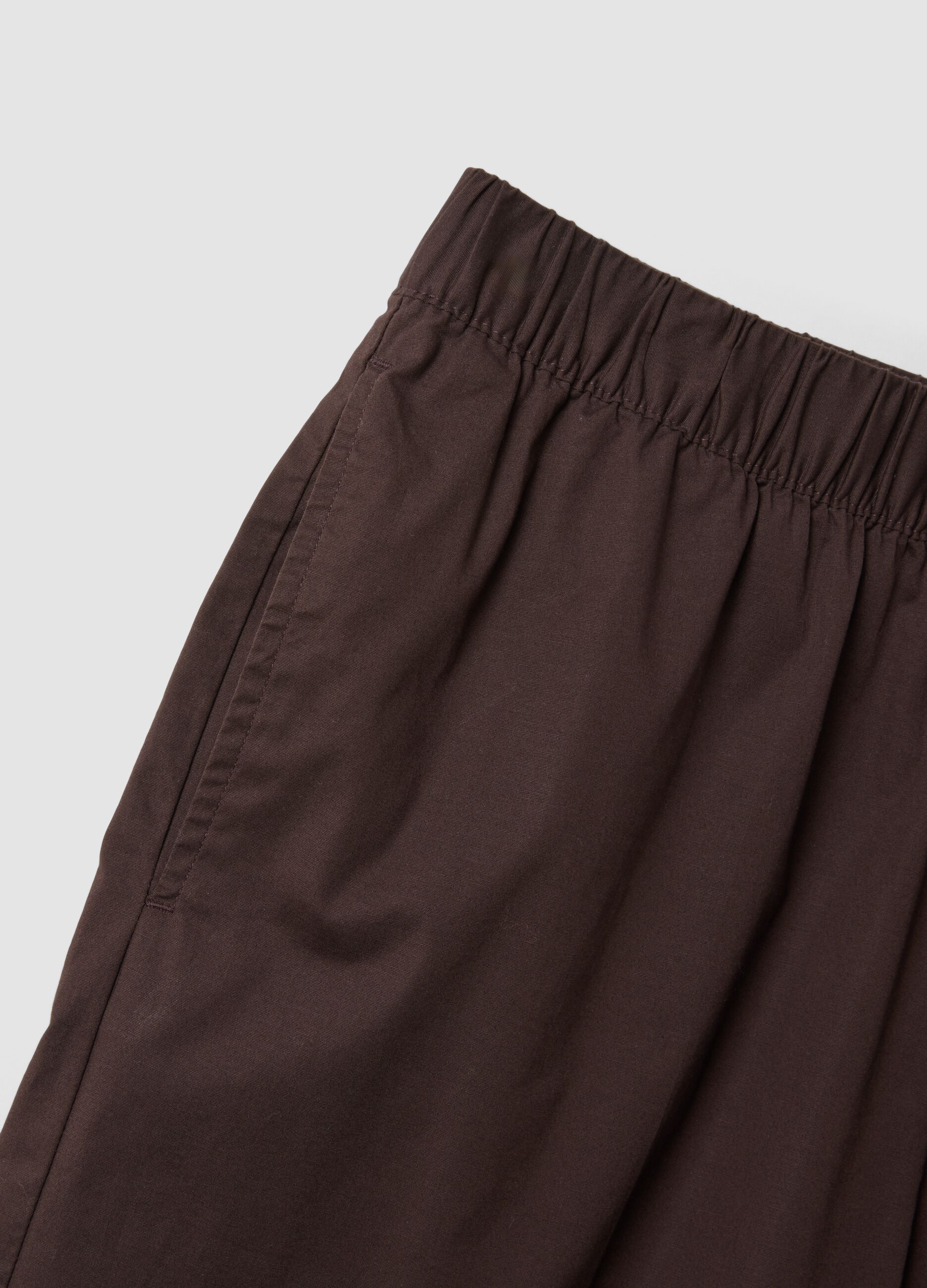 Brown stretch cotton wide-leg trousers