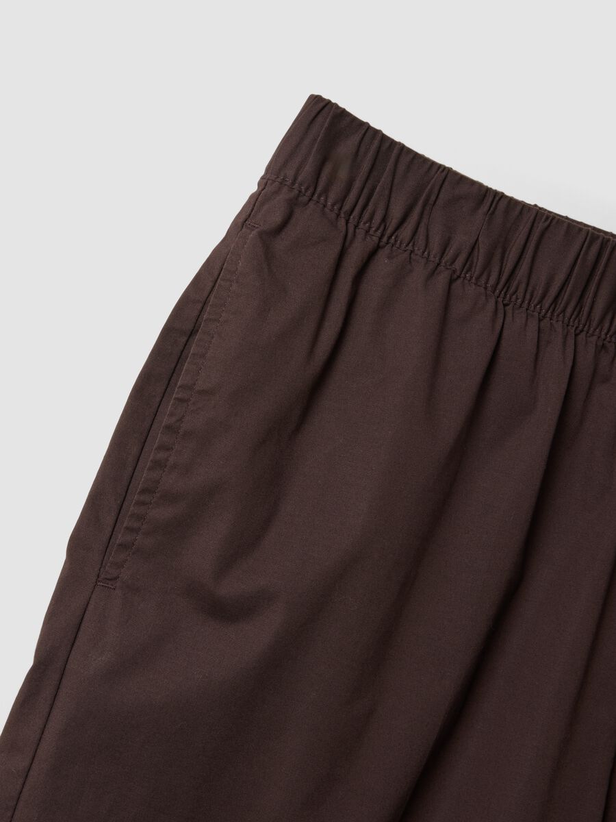 Pantaloni marroni in cotone elasticizzato wide leg_5
