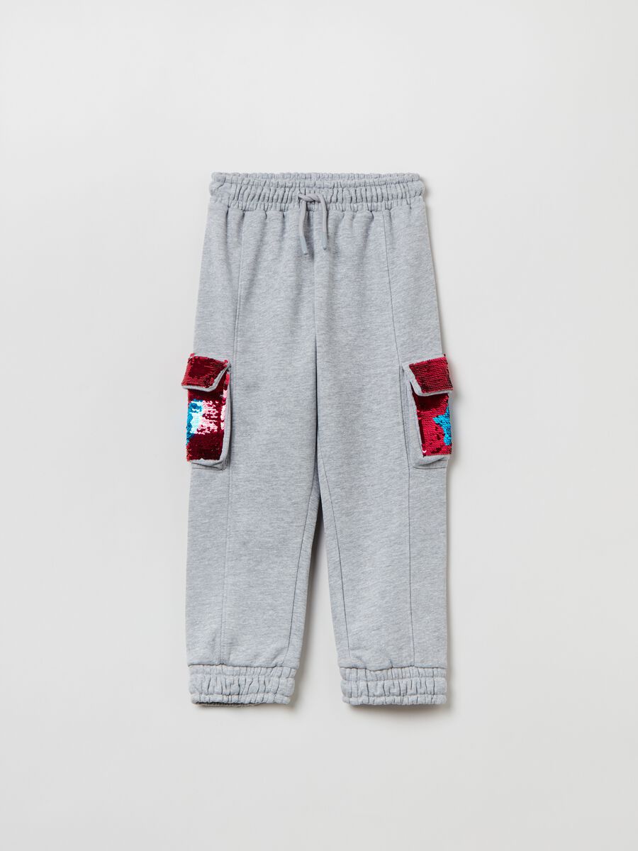 Joggers in felpa con tasche e strass_0