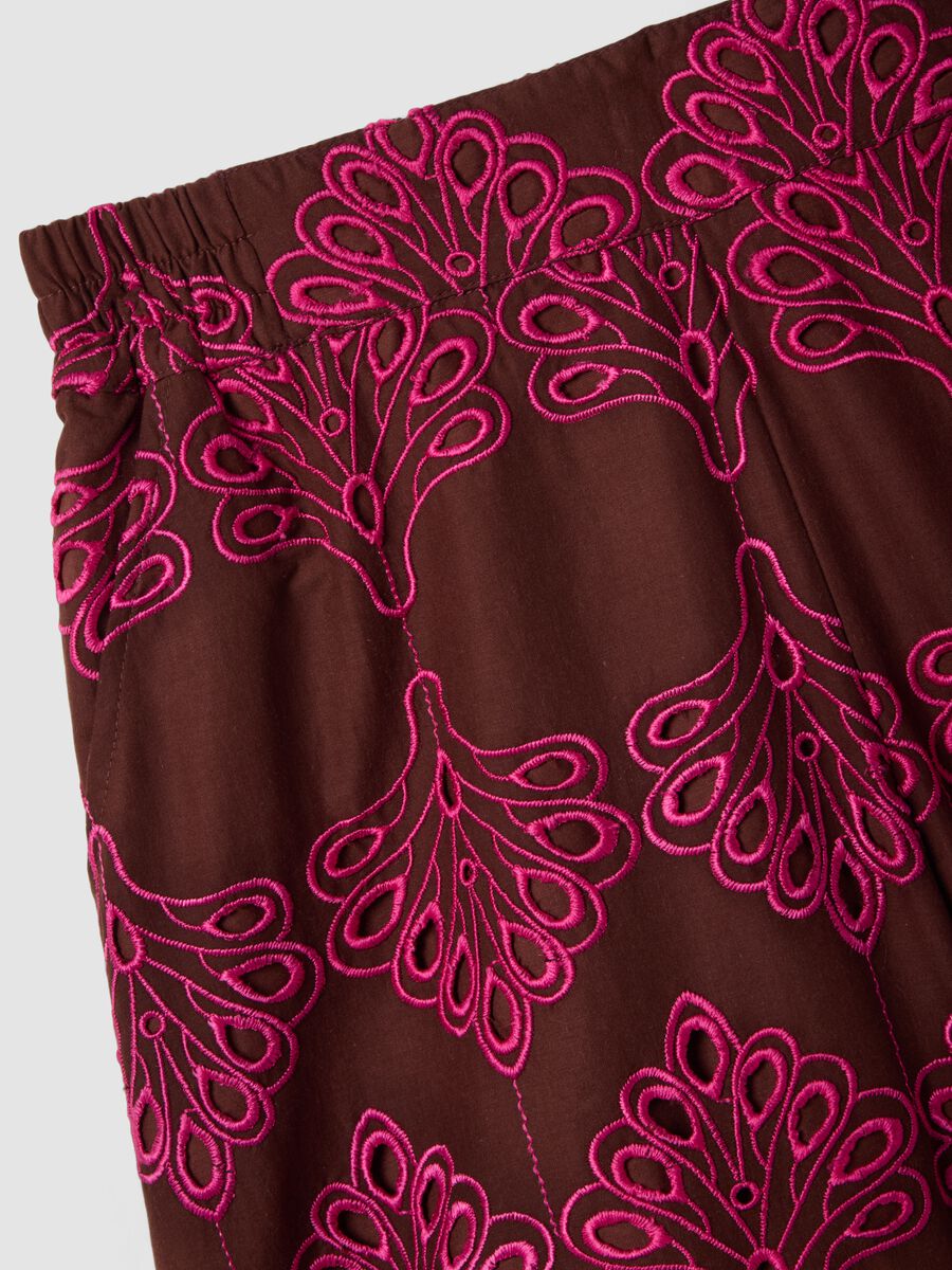 Shorts multicolor in puro cotone con ricami traforati regular fit_5