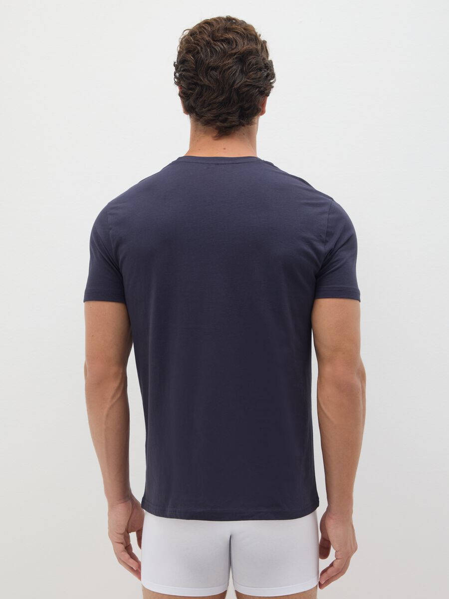 Men's blue pure cotton T-shirt_2